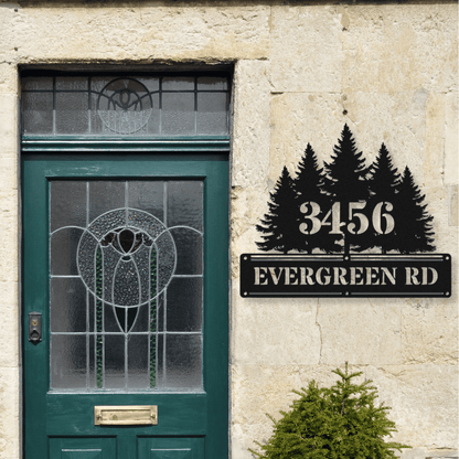 Evergreen Custom Metal Address Sign - Out of Office Outfitters - Die - Cut Sign