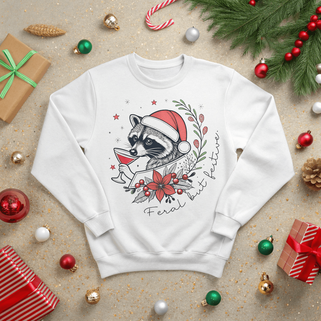 Feral but Festive Christmas Sweatshirt - Out of Office Outfitters - Sweatshirt