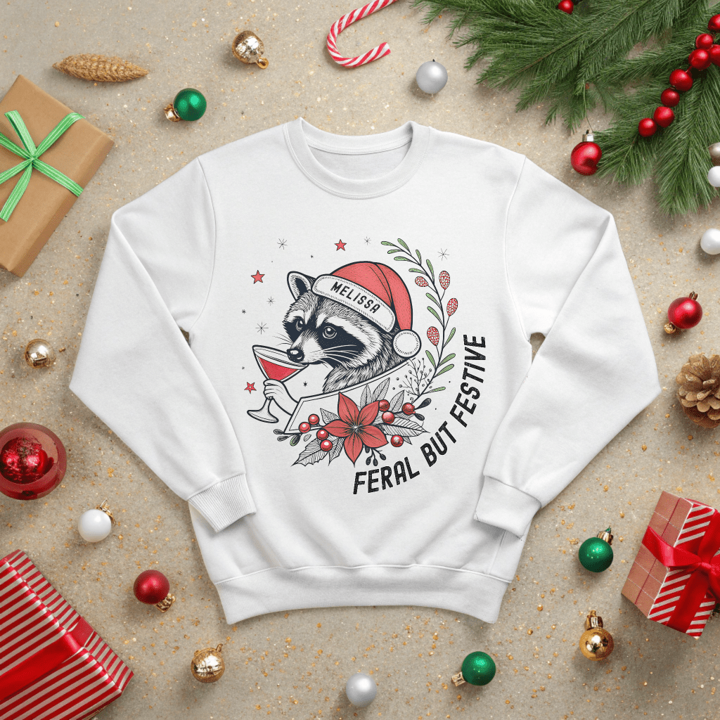 Feral but Festive Christmas Sweatshirt - Out of Office Outfitters - Sweatshirt