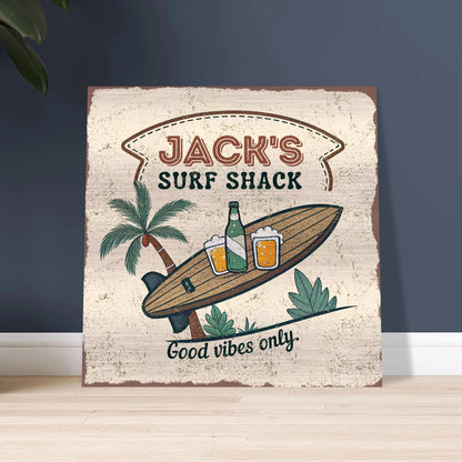 Good Vibes Only Surf Shack Brushed Aluminum Bar Sign - Out of Office Outfitters - Print Material