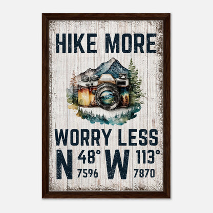 Hike More Worry Less (Wood) Framed Canvas - Out of Office Outfitters - Print Material