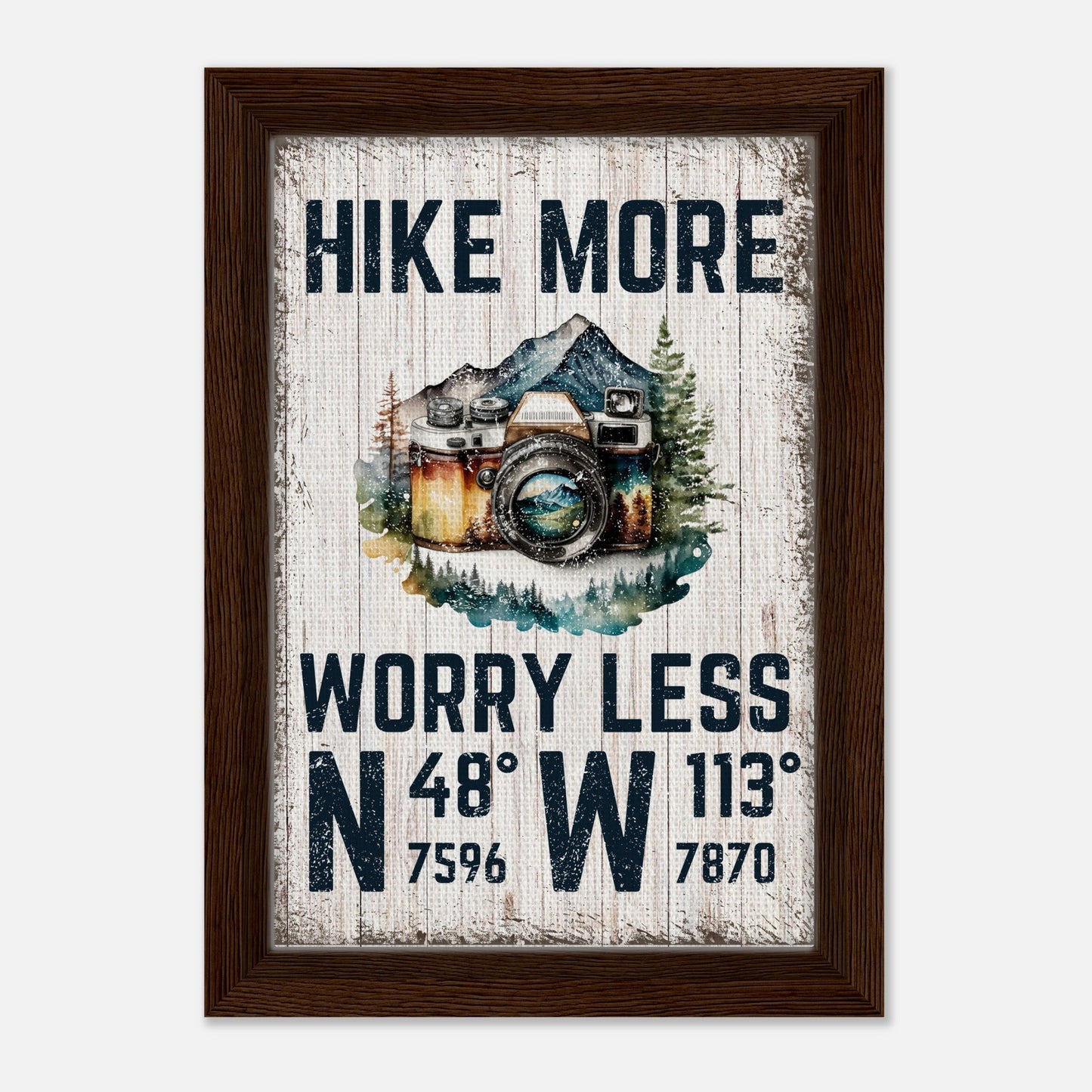 Hike More Worry Less (Wood) Framed Canvas - Out of Office Outfitters - Print Material