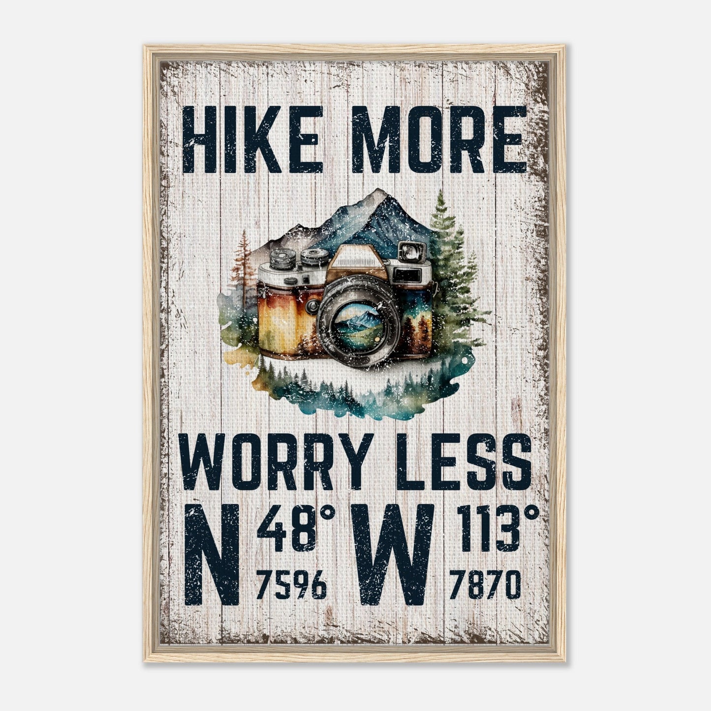 Hike More Worry Less (Wood) Framed Canvas - Out of Office Outfitters - Print Material