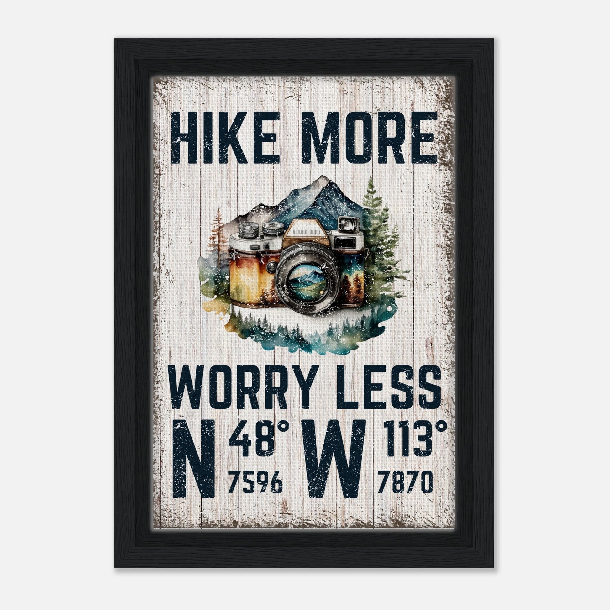 Hike More Worry Less (Wood) Framed Canvas - Out of Office Outfitters - Print Material
