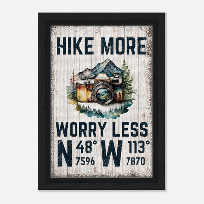 Hike More Worry Less (Wood) Framed Canvas - Out of Office Outfitters - Print Material