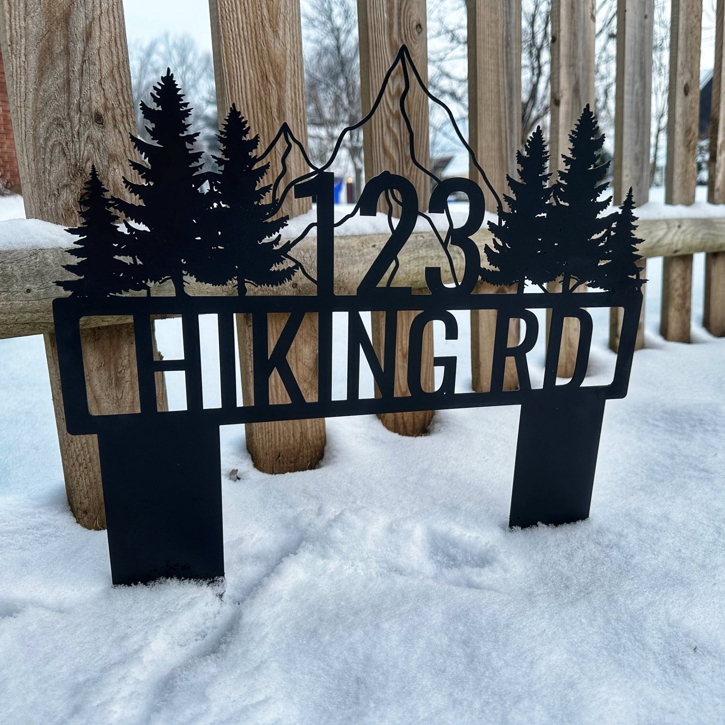 Hiking Yard Address Sign with Stakes - Out of Office Outfitters - Die - Cut Sign