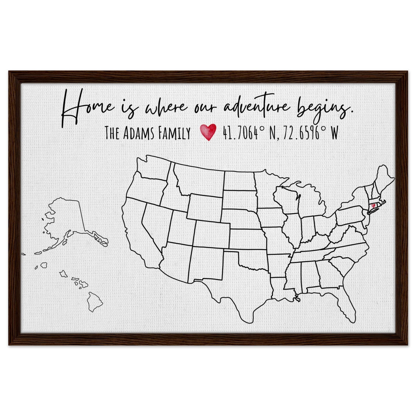 Home Is Where Our Adventure Begins United States Pin Map - Out of Office Outfitters - Print Material