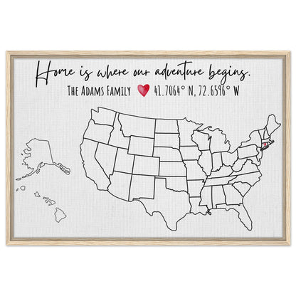 Home Is Where Our Adventure Begins United States Pin Map - Out of Office Outfitters - Print Material