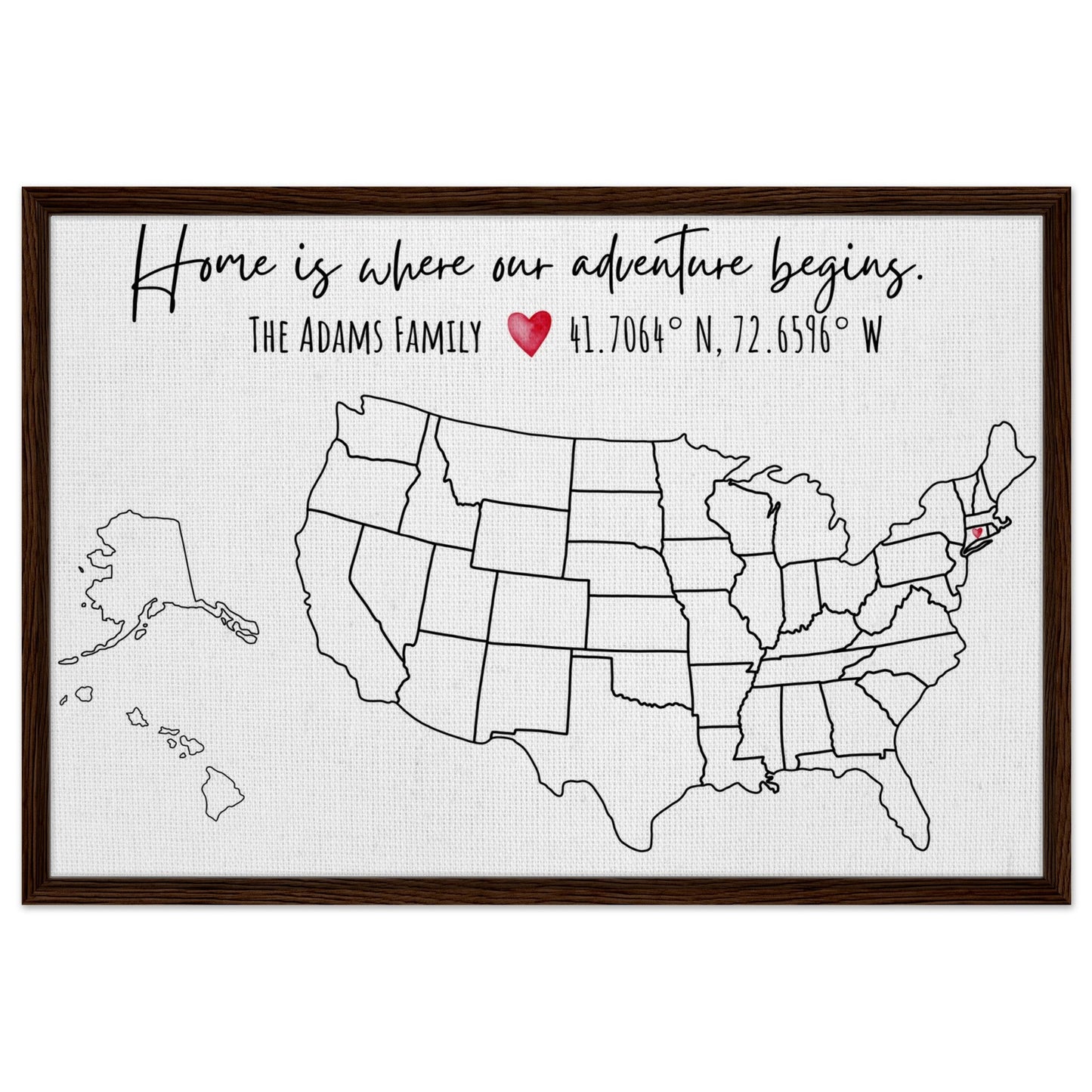 Home Is Where Our Adventure Begins United States Pin Map - Out of Office Outfitters - Print Material