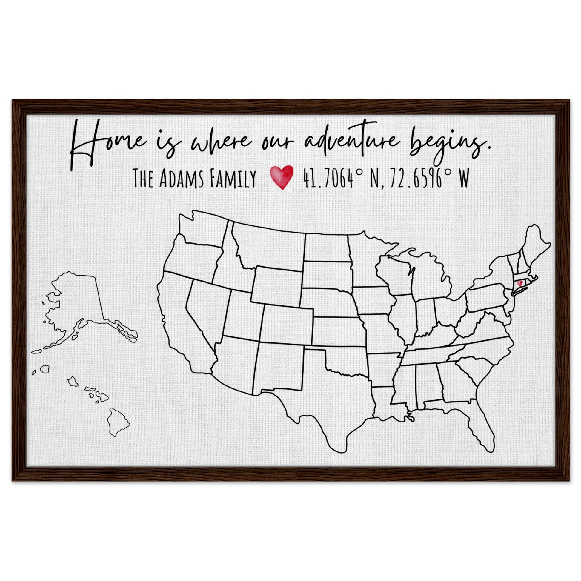 Home Is Where Our Adventure Begins United States Pin Map - Out of Office Outfitters - Print Material