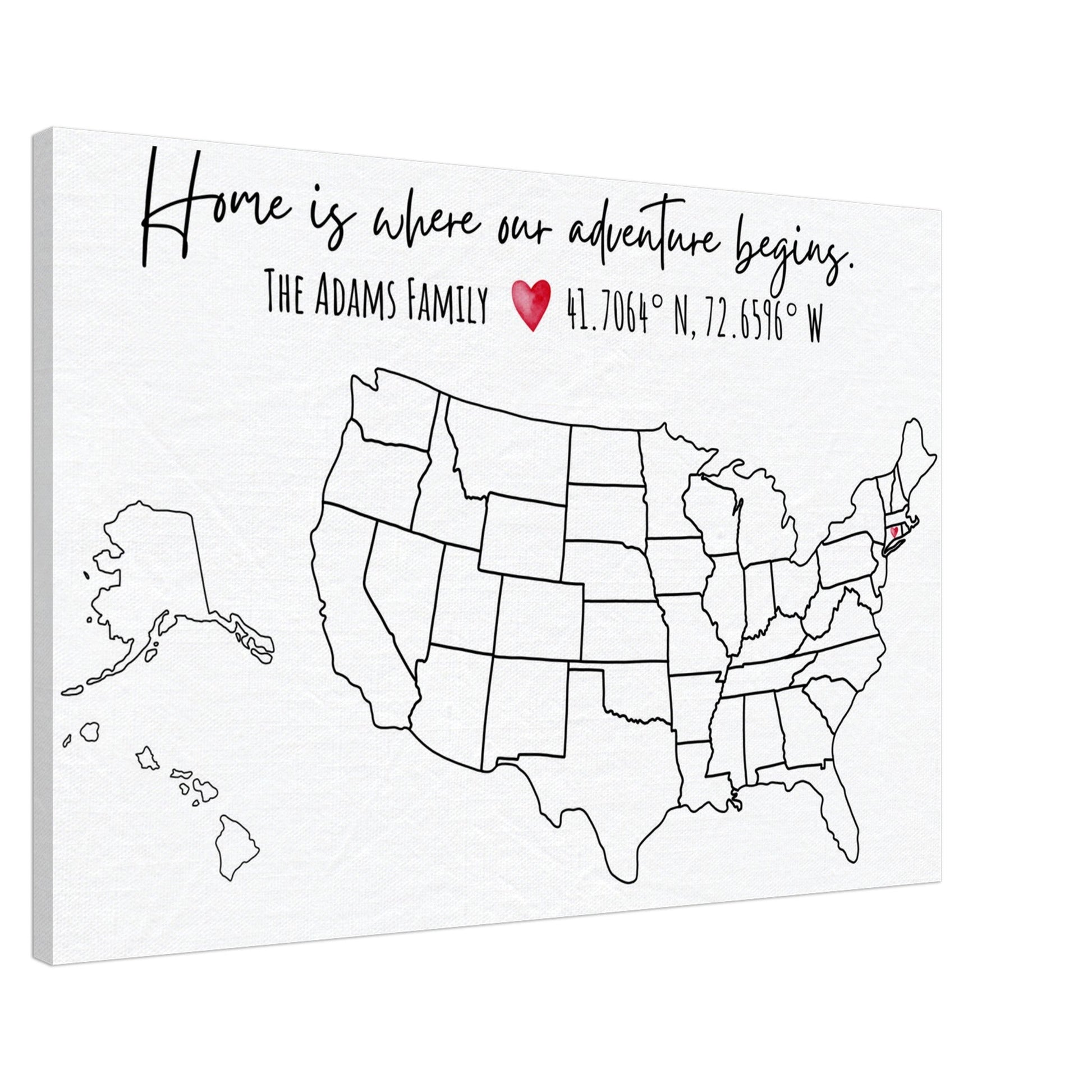 Home Is Where Our Adventure Begins United States Pin Map - Out of Office Outfitters - Print Material