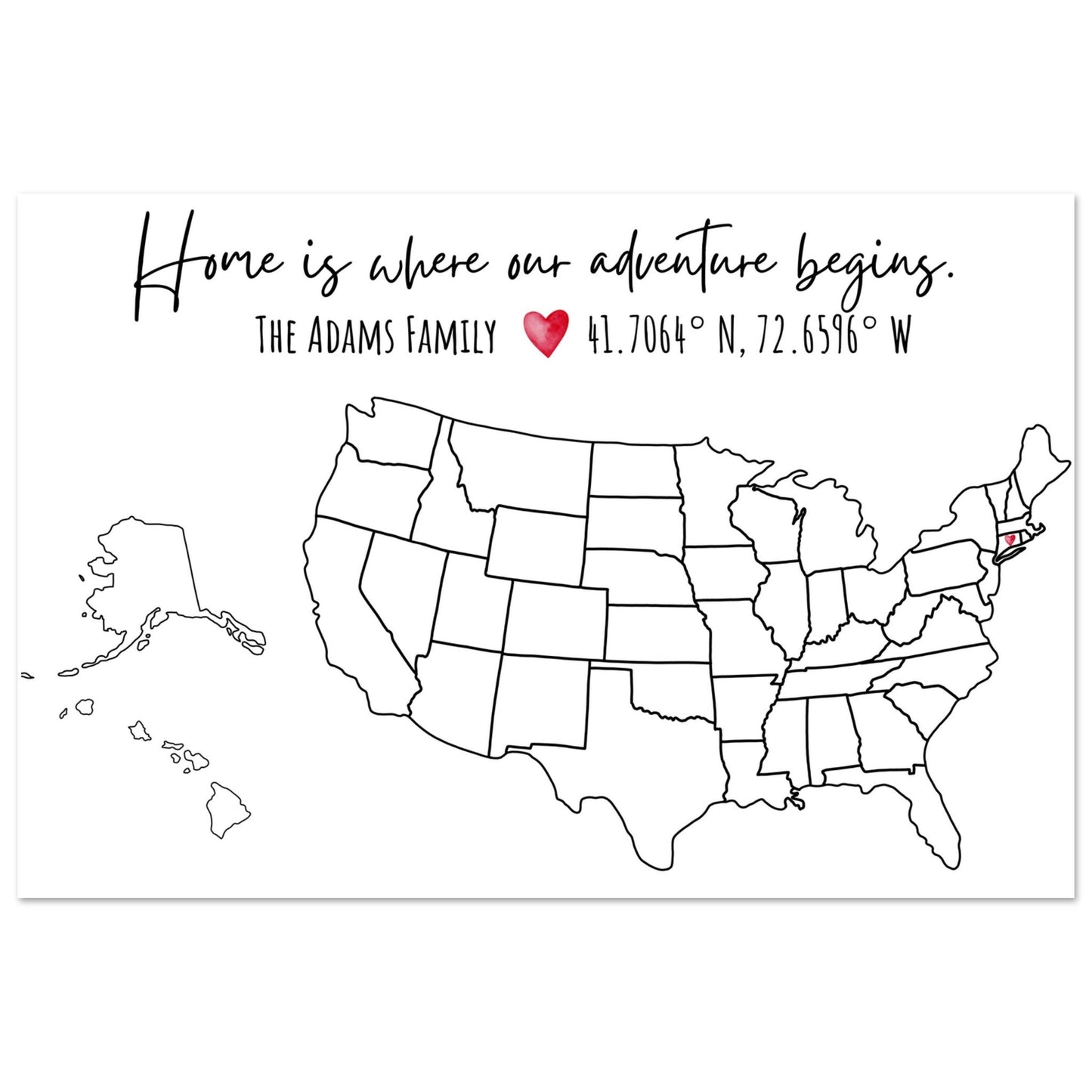 Home Is Where Our Adventure Begins United States Pin Map - Out of Office Outfitters - Print Material