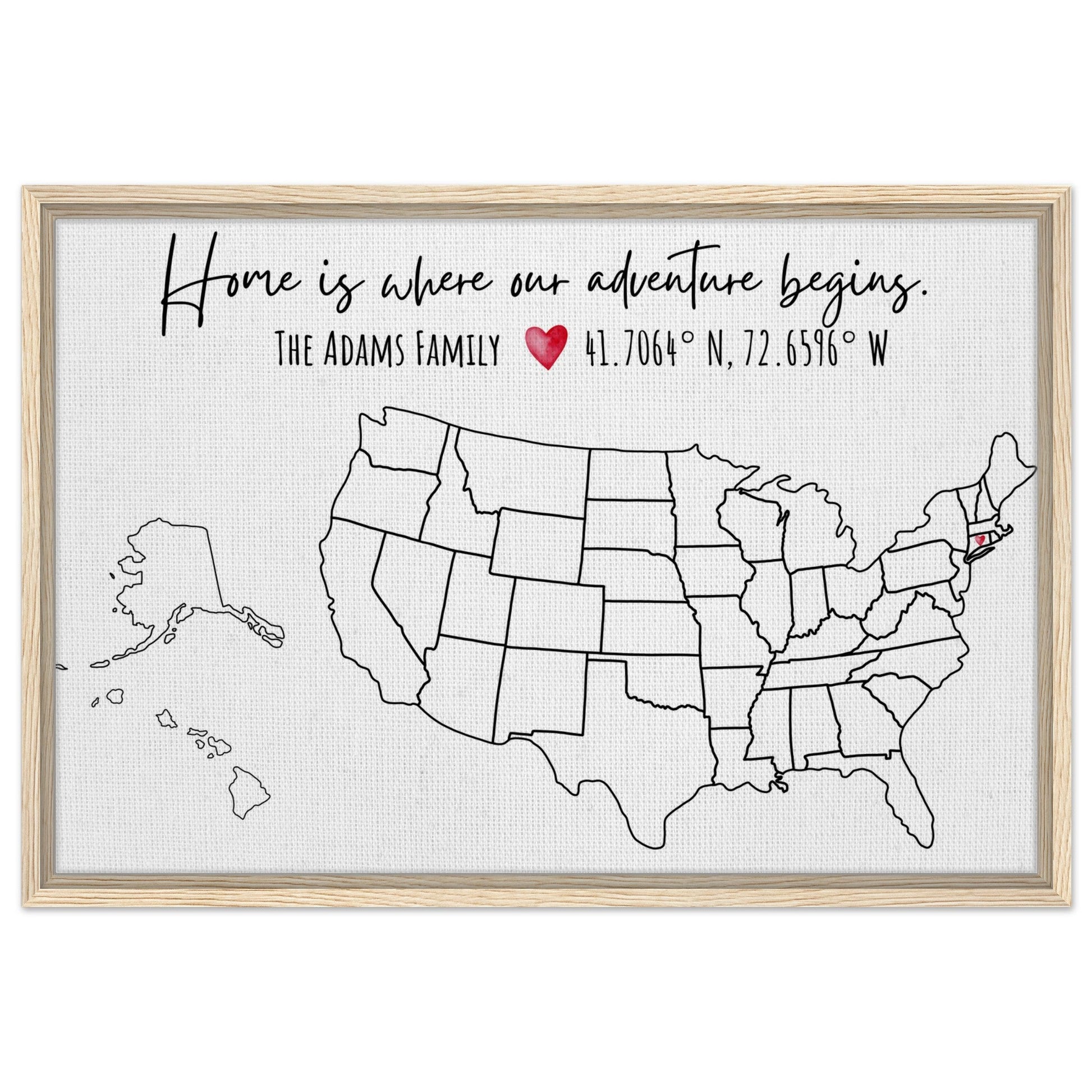 Home Is Where Our Adventure Begins United States Pin Map - Out of Office Outfitters - Print Material