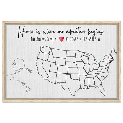 Home Is Where Our Adventure Begins United States Pin Map - Out of Office Outfitters - Print Material