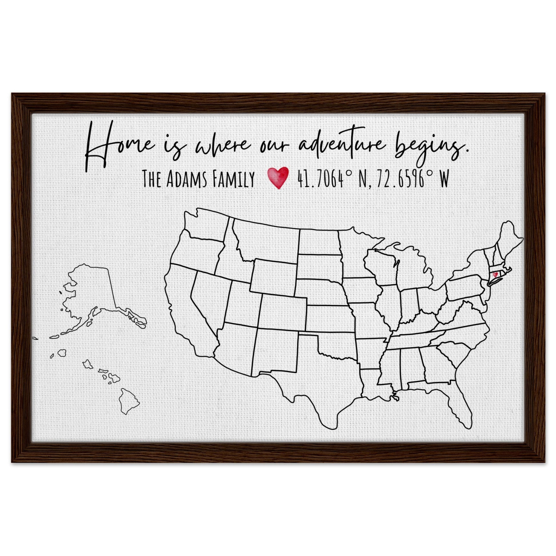 Home Is Where Our Adventure Begins United States Pin Map - Out of Office Outfitters - Print Material