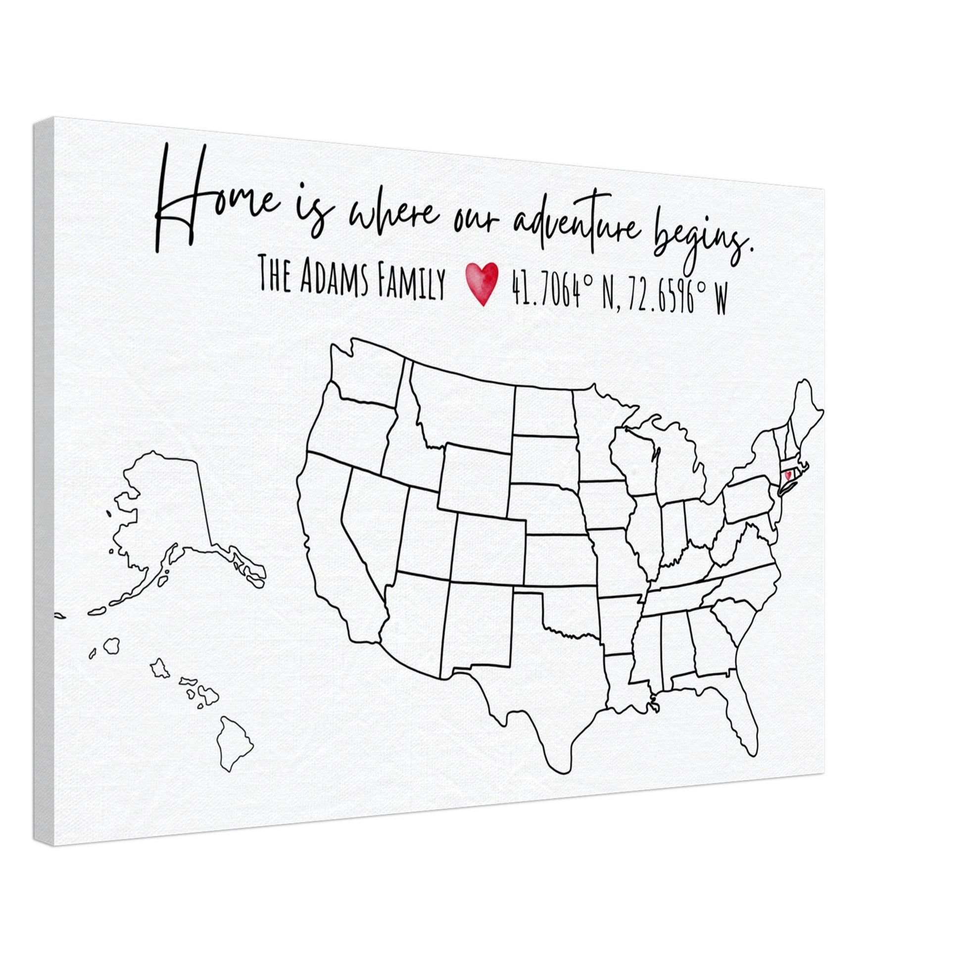 Home Is Where Our Adventure Begins United States Pin Map - Out of Office Outfitters - Print Material