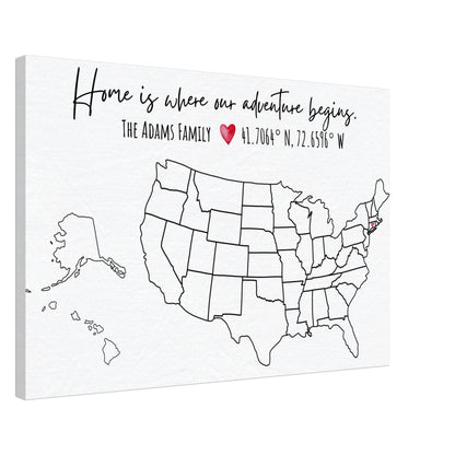 Home Is Where Our Adventure Begins United States Pin Map - Out of Office Outfitters - Print Material