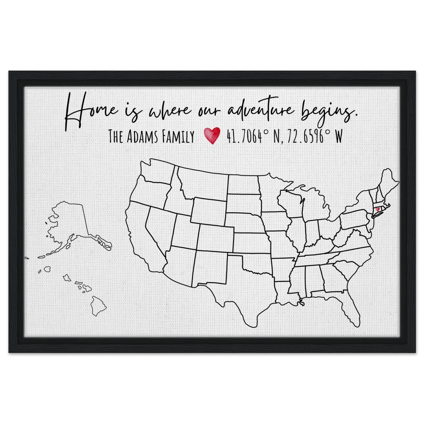 Home Is Where Our Adventure Begins United States Pin Map - Out of Office Outfitters - Print Material