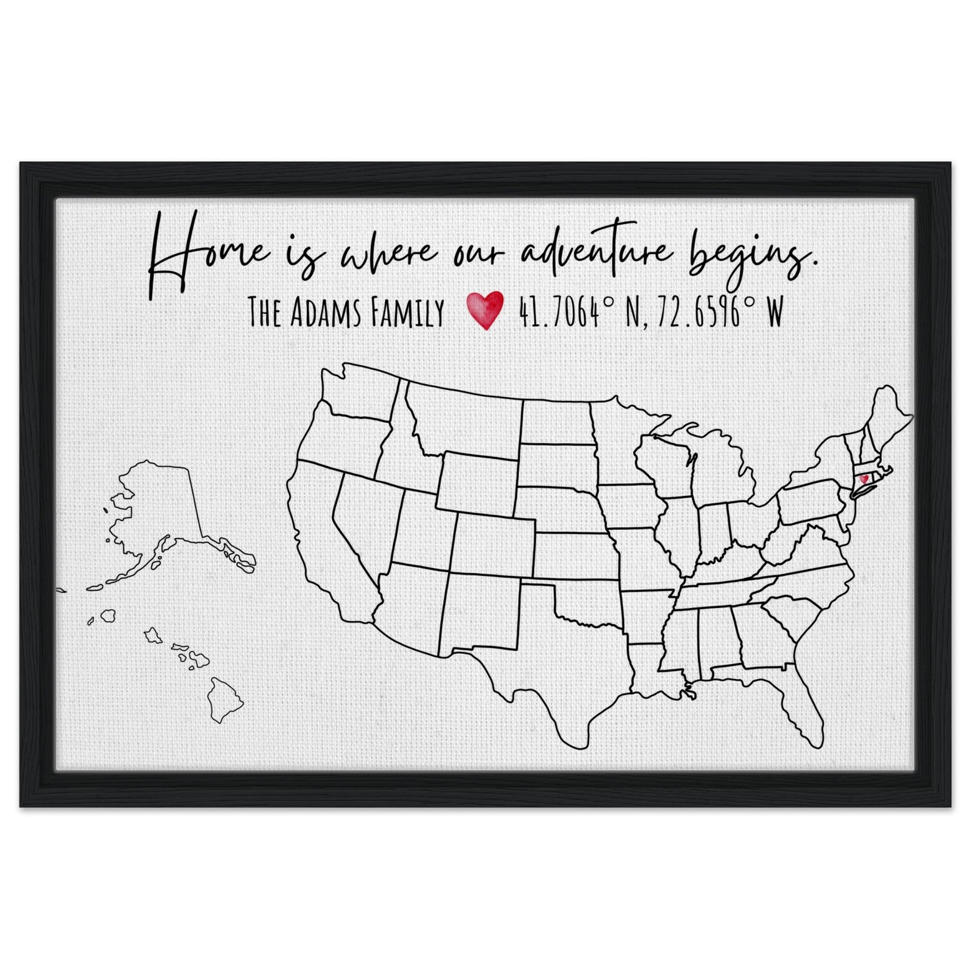 Home Is Where Our Adventure Begins United States Pin Map - Out of Office Outfitters - Print Material