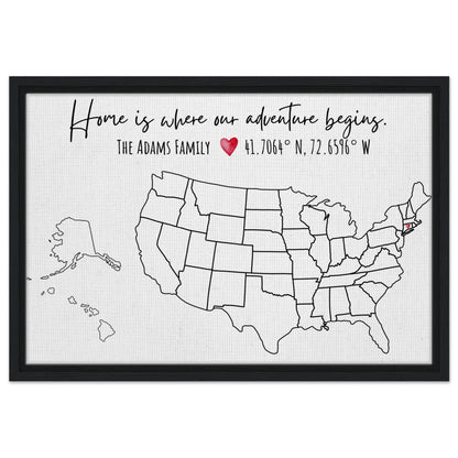 Home Is Where Our Adventure Begins United States Pin Map - Out of Office Outfitters - Print Material