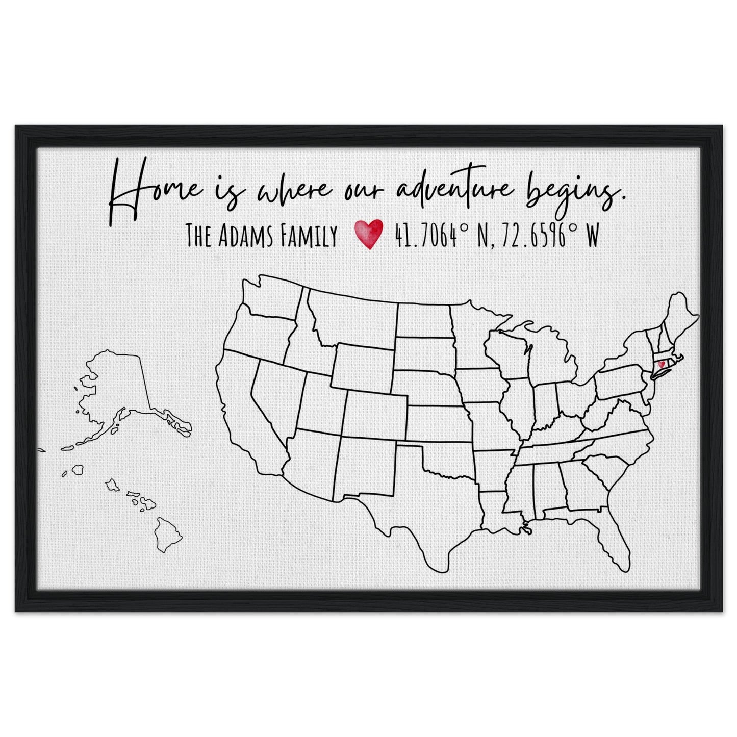 Home Is Where Our Adventure Begins United States Pin Map - Out of Office Outfitters - Print Material