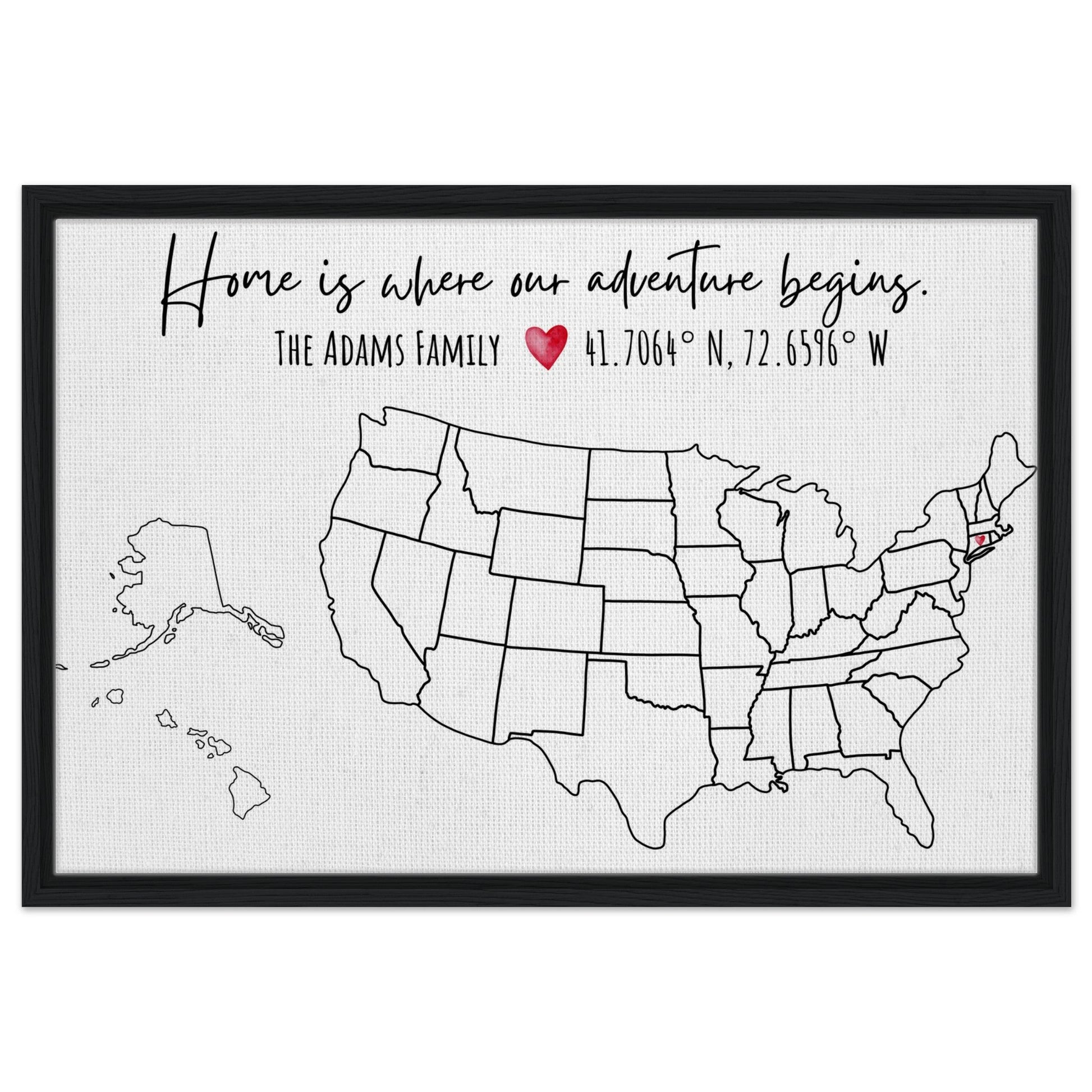 Home Is Where Our Adventure Begins United States Pin Map - Out of Office Outfitters - Print Material
