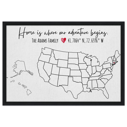 Home Is Where Our Adventure Begins United States Pin Map - Out of Office Outfitters - Print Material
