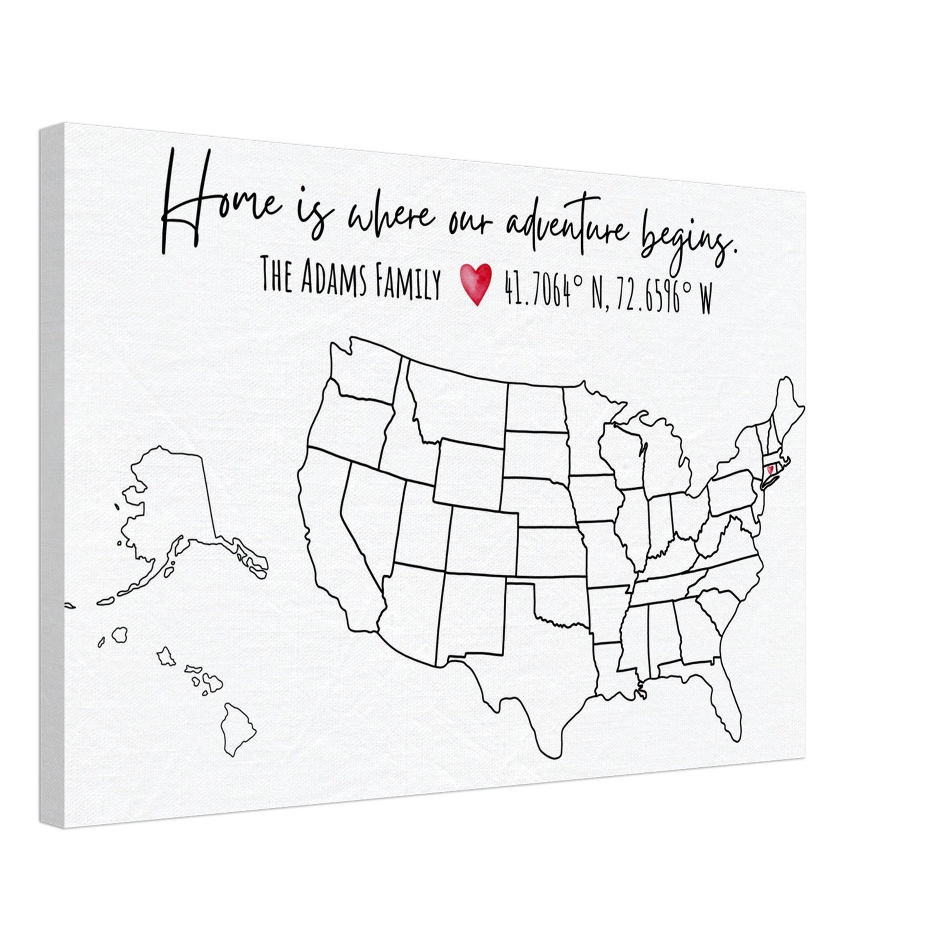 Home Is Where Our Adventure Begins United States Pin Map - Out of Office Outfitters - Print Material