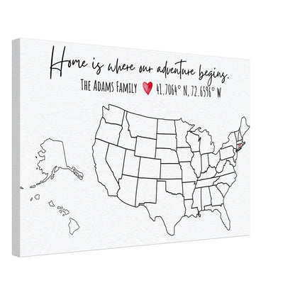 Home Is Where Our Adventure Begins United States Pin Map - Out of Office Outfitters - Print Material