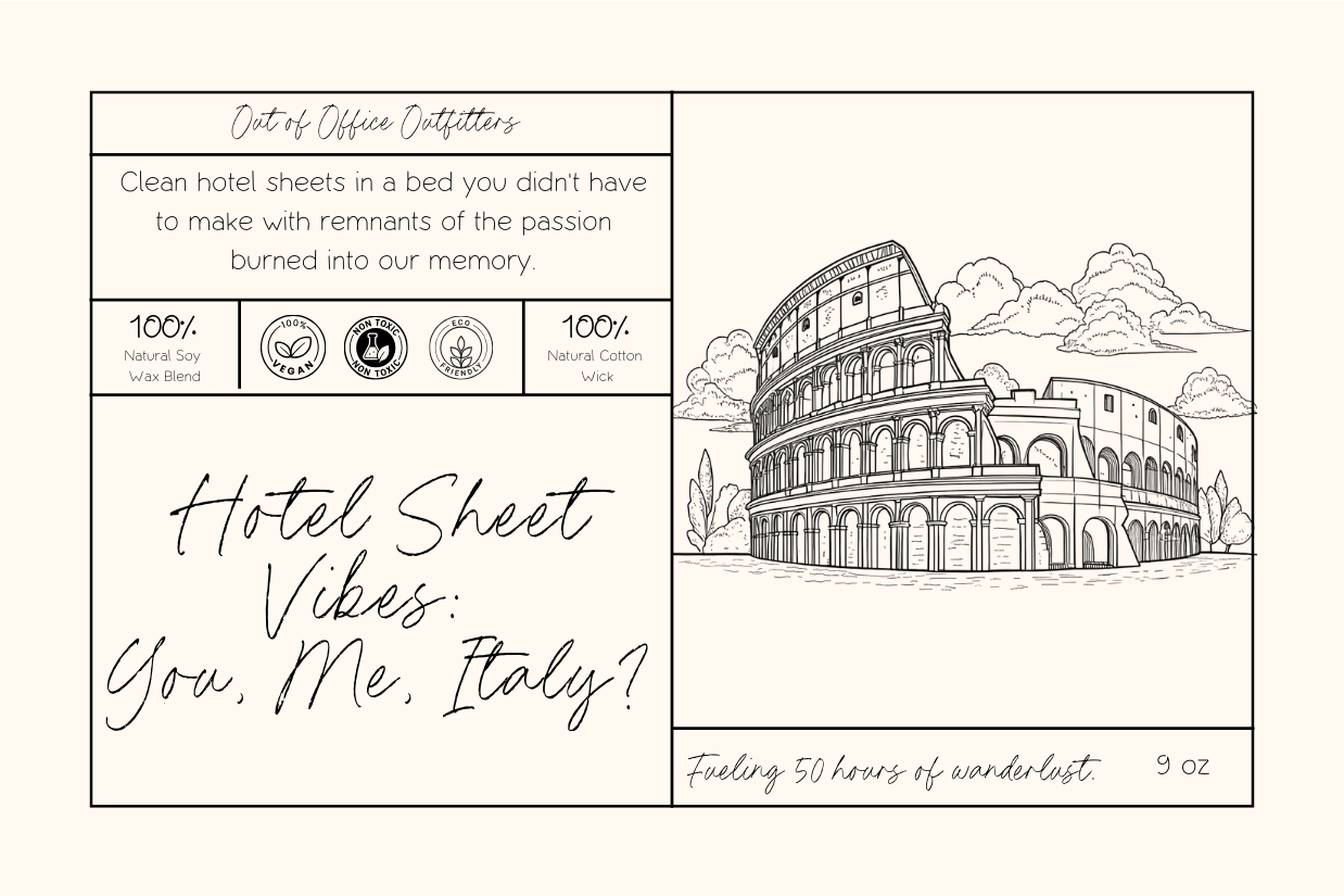 Hotel Sheets Vibes Personalized Giftable Candle for Travelers - Out of Office Outfitters - Home Decor