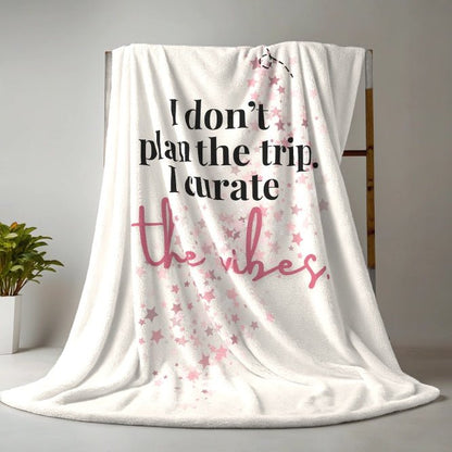 I Curate the Travel Vibes Blanket - Warm Sherpa Travel Throw - Out of Office Outfitters - Home Decor