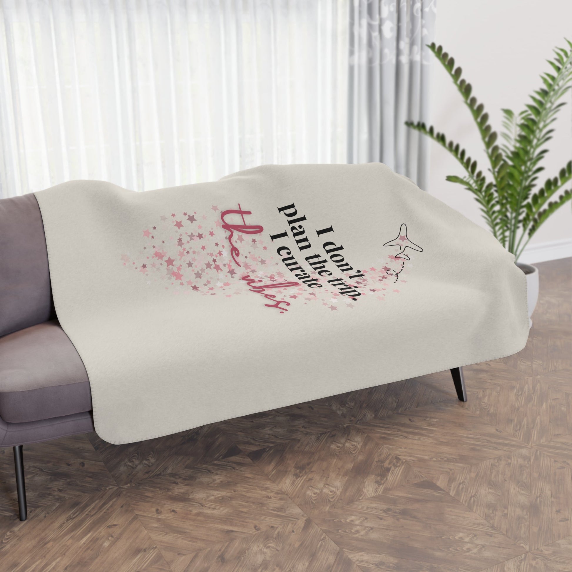 I Curate the Travel Vibes Blanket - Warm Sherpa Travel Throw - Out of Office Outfitters - Home Decor