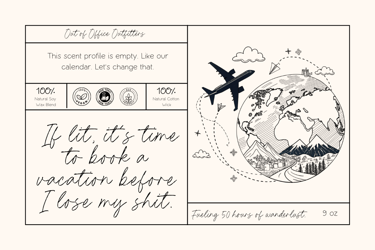 If Lit, It's Time to Book That Trip Personalized Giftable Candle for Travelers - Out of Office Outfitters - Home Decor