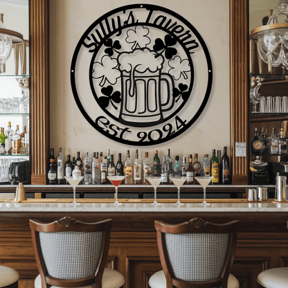Irish Pub Personalized Metal Bar Sign - Out of Office Outfitters - Die - Cut Sign