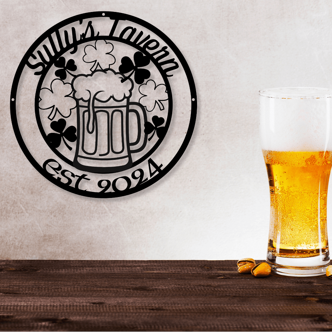 Irish Pub Personalized Metal Bar Sign - Out of Office Outfitters - Die - Cut Sign