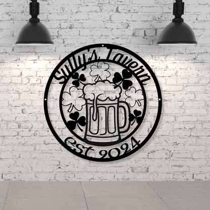 Irish Pub Personalized Metal Bar Sign - Out of Office Outfitters - Die - Cut Sign