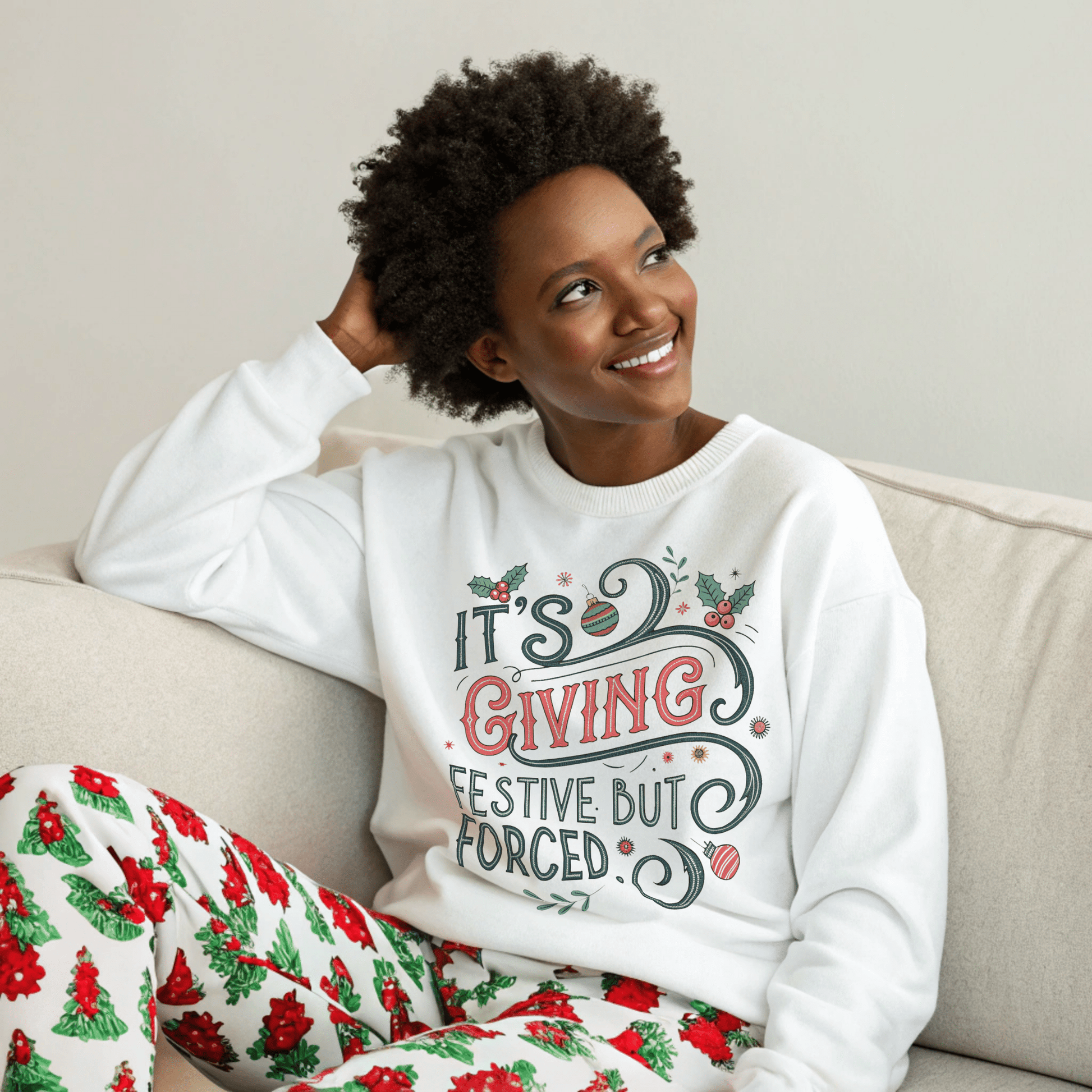 It's Giving Festive but Forced Christmas Sweatshirt - Out of Office Outfitters - Sweatshirt