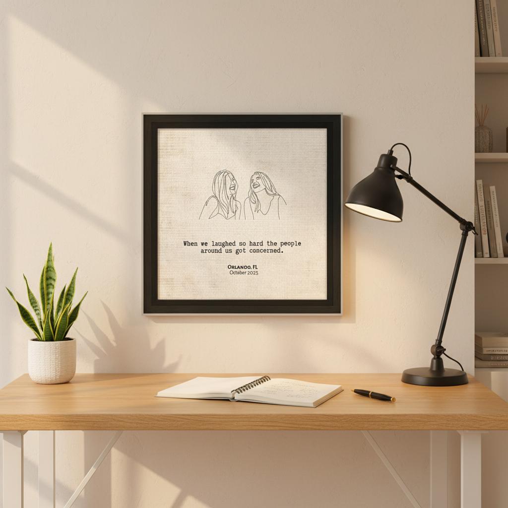 "Laughed So Hard People Got Concerned" - Personalized Travel Micro Memory Framed Canvas - Out of Office Outfitters - Print Material