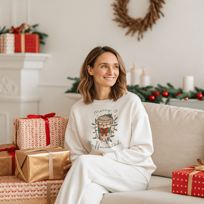 Merry & Caffeinated Christmas Sweatshirt - Out of Office Outfitters - Sweatshirt