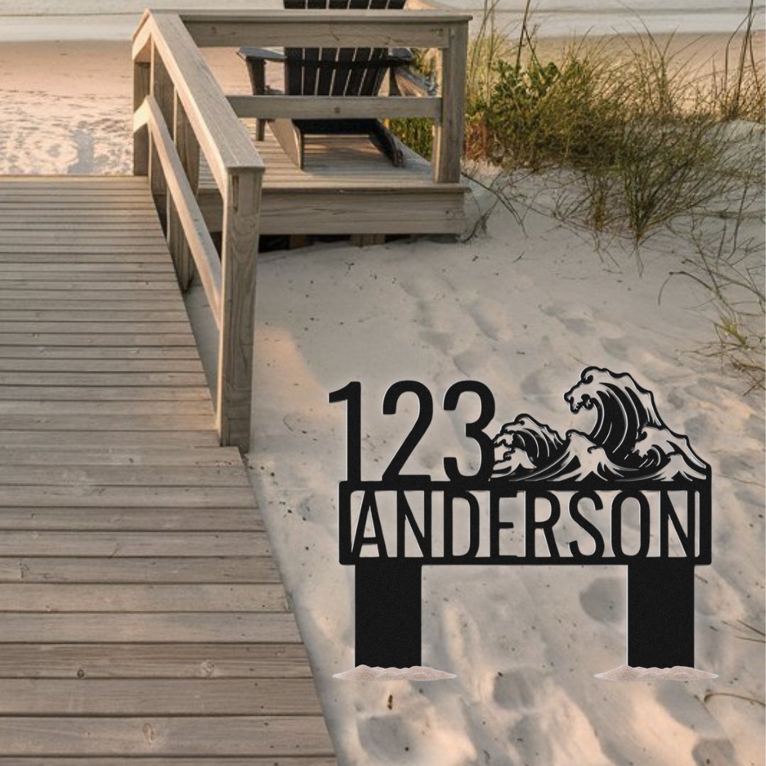 Mighty Swell Ground Stake Address Sign - Out of Office Outfitters - Die - Cut Sign