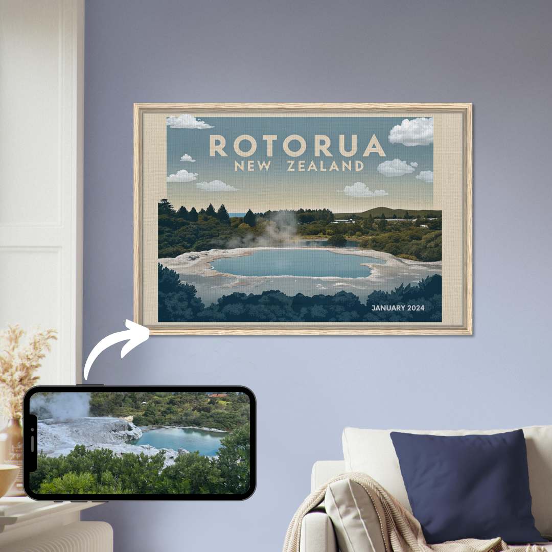 Minimalist Vintage Style Travel Poster from YOUR Photo Canvas Wall Art - Out of Office Outfitters - Print Material