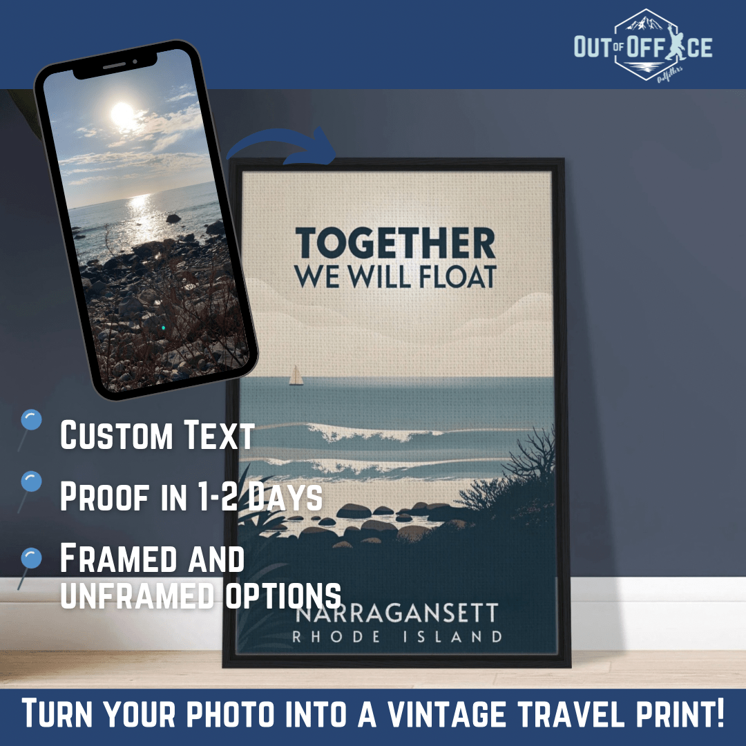 Minimalist Vintage Style Travel Poster from YOUR Photo Canvas Wall Art - Out of Office Outfitters - Print Material