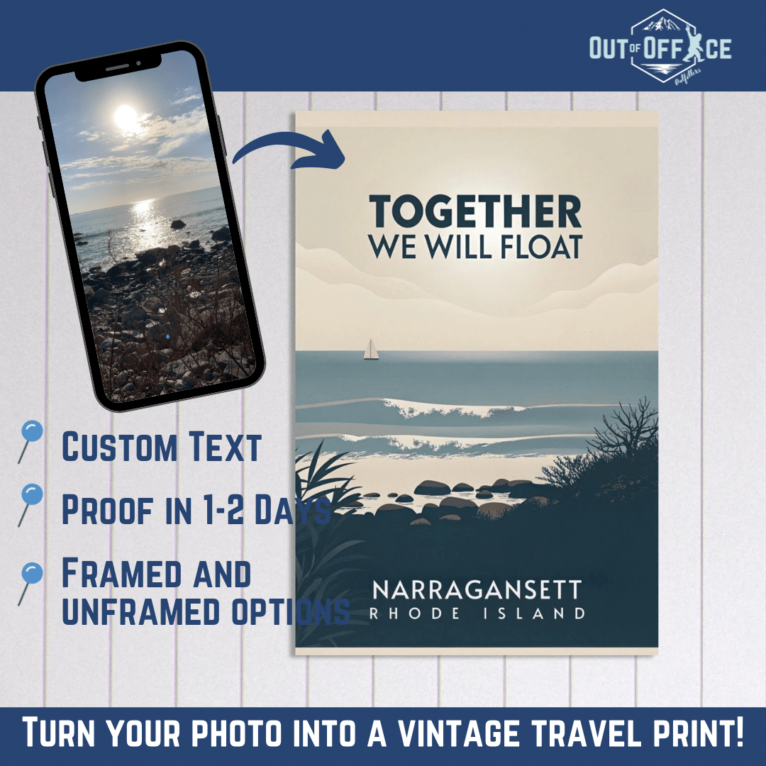 Minimalist Vintage Style Travel Poster from YOUR Photo Canvas Wall Art - Out of Office Outfitters - Print Material