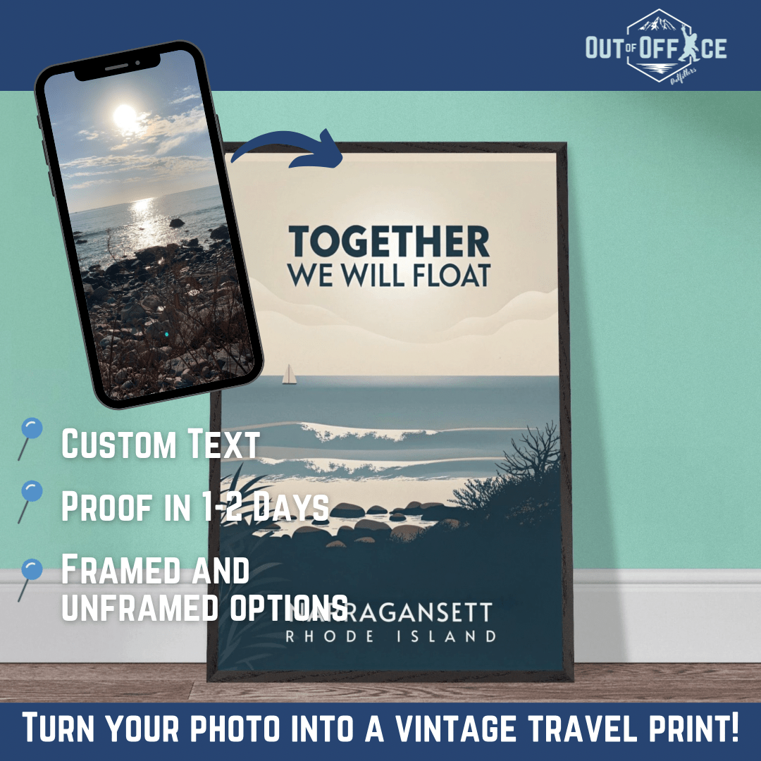 Minimalist Vintage Style Travel Poster from YOUR Photo Canvas Wall Art - Out of Office Outfitters - Print Material