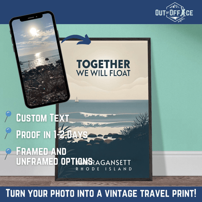 Minimalist Vintage Style Travel Poster from YOUR Photo Canvas Wall Art - Out of Office Outfitters - Print Material