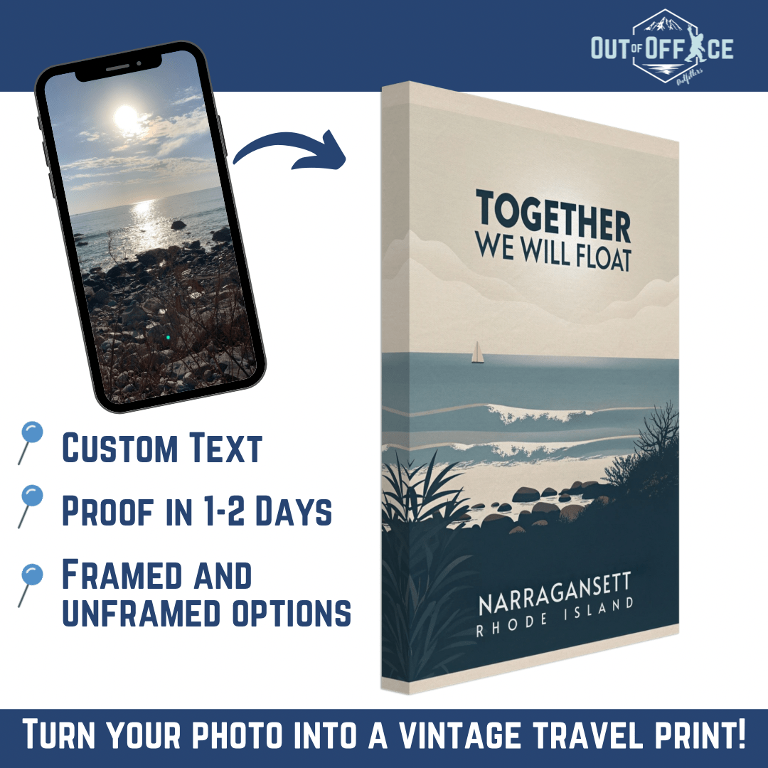 Minimalist Vintage Style Travel Poster from YOUR Photo Canvas Wall Art - Out of Office Outfitters - Print Material