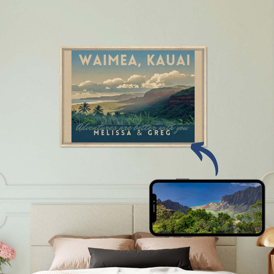 Minimalist Vintage Style Travel Poster from YOUR Photo Canvas Wall Art - Out of Office Outfitters - Print Material