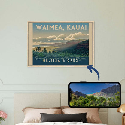 Minimalist Vintage Style Travel Poster from YOUR Photo Canvas Wall Art - Out of Office Outfitters - Print Material