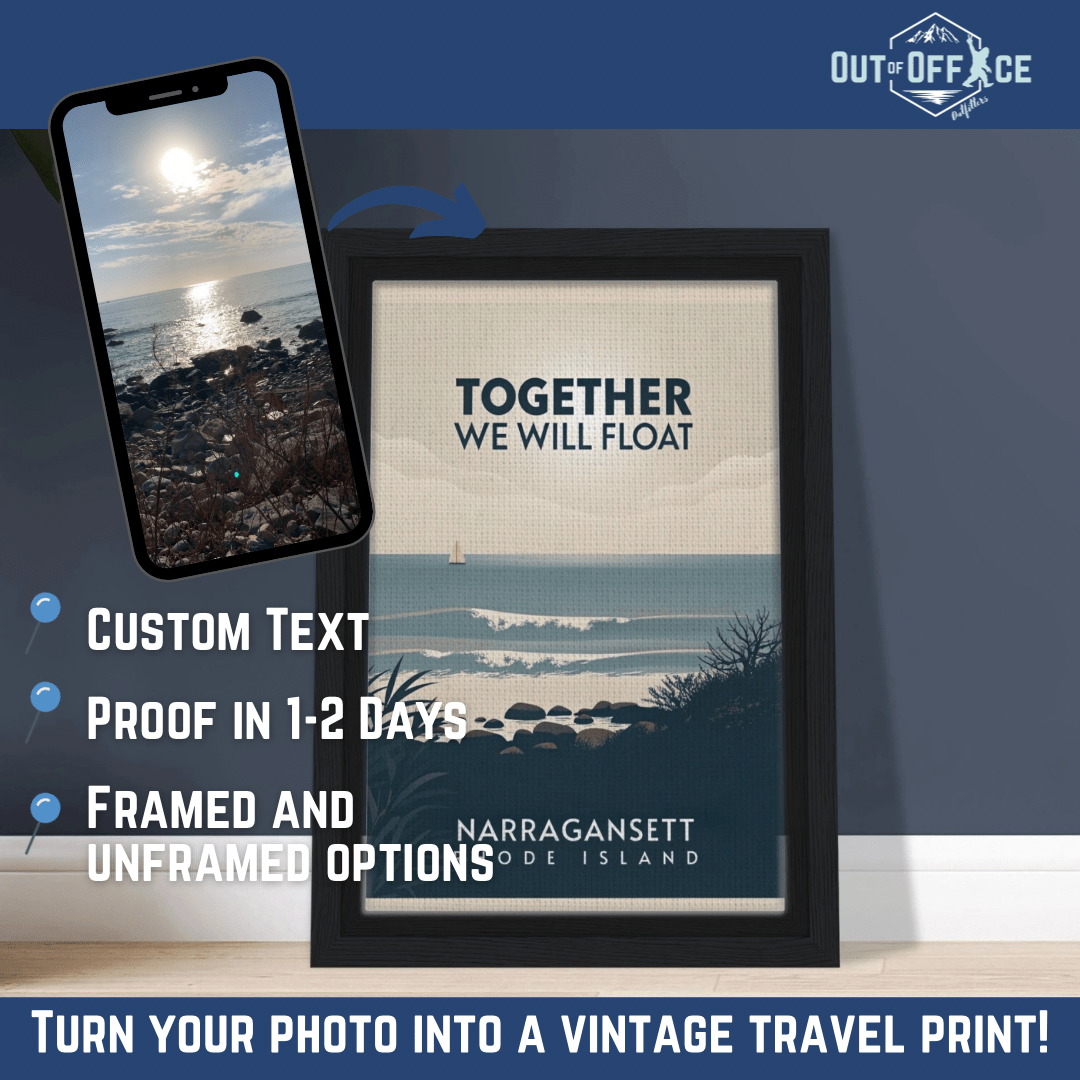 Minimalist Vintage Style Travel Poster from YOUR Photo Canvas Wall Art - Out of Office Outfitters - Print Material