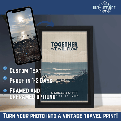 Minimalist Vintage Style Travel Poster from YOUR Photo Canvas Wall Art - Out of Office Outfitters - Print Material